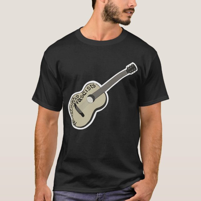Camiseta Guitarra de Guthrie "Esta Máquina Matar Fascistas" (Frente)