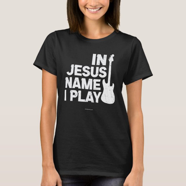 Camiseta Guitarra de Jesus Tocar Versículo da Bíblia Cristã (Frente)