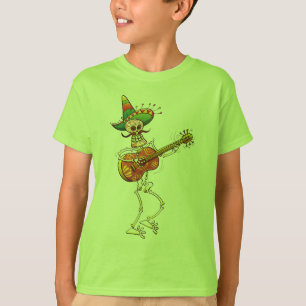 Camiseta Guitarra de jogo de esqueleto mexicana