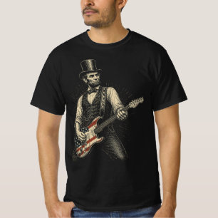 Camiseta Guitarra de Rock Abraham Lincoln Bandeira American