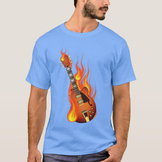 Camiseta Guitarra de Rock em Chamas Presente de Música Heav