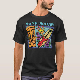 Camiseta Guitarra do surf: Tiki w/Torch e hibiscus
