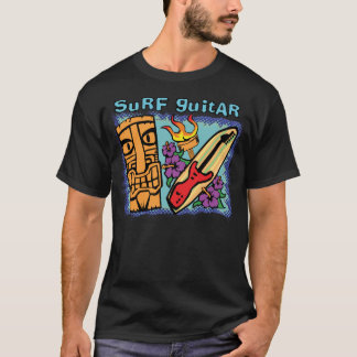 Camiseta Guitarra do surf: Tiki w/Torch e hibiscus