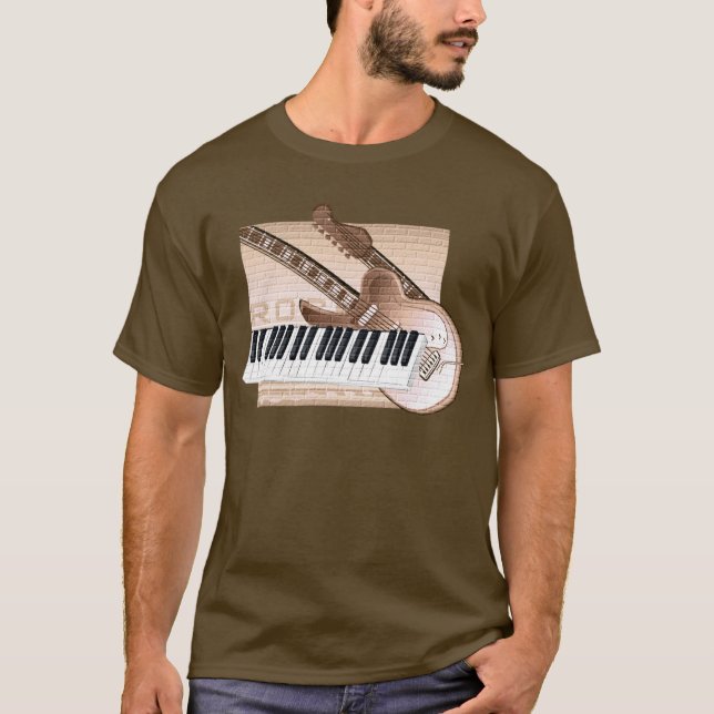 Camiseta Guitarra do teclado do t-shirt do design do tema (Frente)