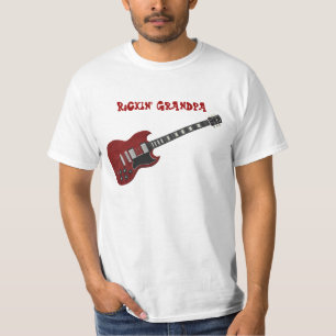 Camiseta Guitarra do vovô de Rockin, a vermelha & a preta