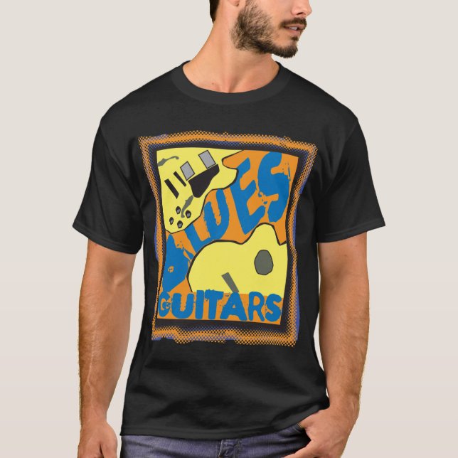 Camiseta Guitarra dos azuis na cor (Frente)