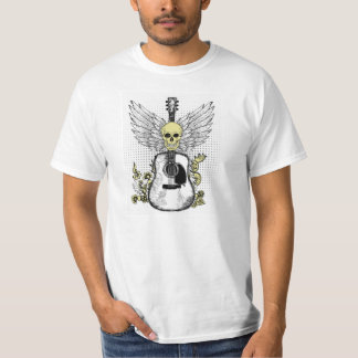 Camiseta guitarra e crânio