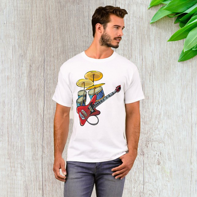 Camiseta Guitarra Elétrica E Tambores (Criador carregado)