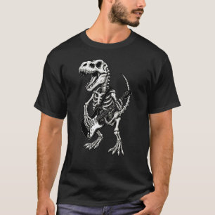 Camiseta Guitarra Elétrica Esqueleto de Dinossauro Trex Hal