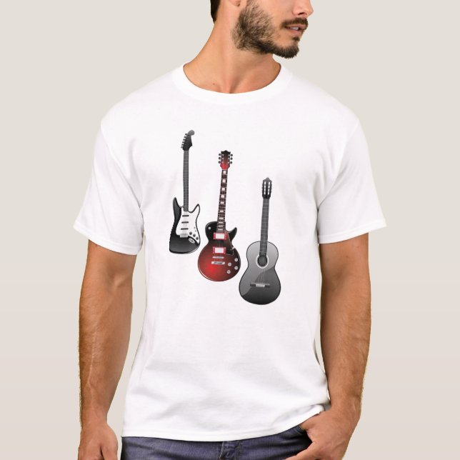 Camiseta guitarra elétrica, guitarra acústica (Frente)