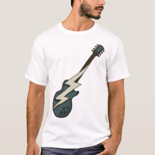 Camiseta Guitarra Elétrica Retro Relâmpago Rock Clássico