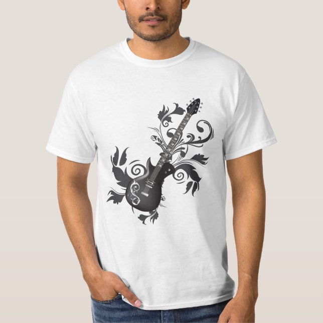 Camiseta Guitarra Elétrica, Sujeira E Folhas De Abstrato (Frente)
