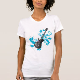 Camiseta Guitarra Elétrica, Sujeira E Folhas De Abstrato