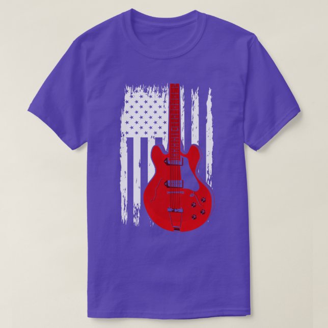 Camiseta Guitarra Elétrica US Flag Musista Guitarista (Frente do Design)