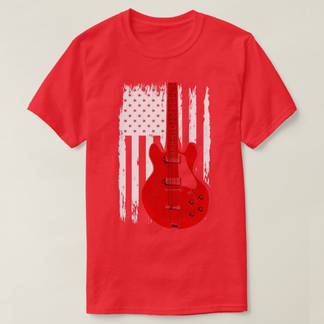 Camiseta Guitarra Elétrica US Flag Musista Guitarista (Frente do Design)