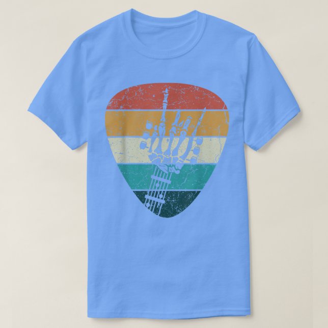 Camiseta Guitarra Mu Elétrica Do Esqueleto Retro Rock & Rol (Frente do Design)