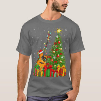 Camiseta Guitarra Música Iluminação Xmas Árvore Santa Hat G