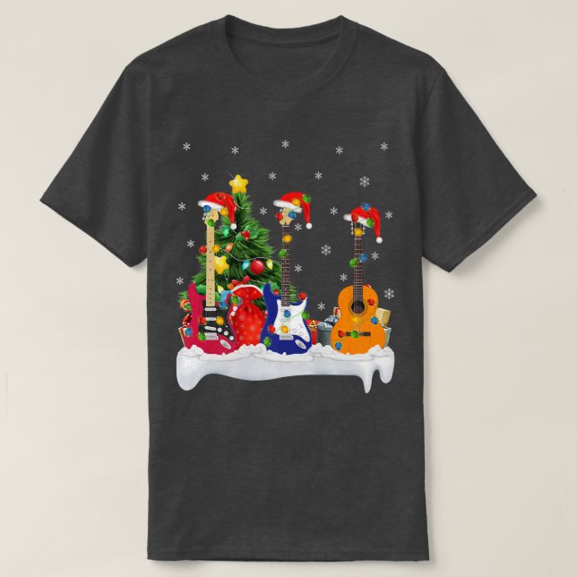 Camiseta Guitarra Musical do Lover Matando Santa Hat Guitar (Frente do Design)