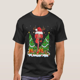 Camiseta Guitarra Musical Xmas Lights Santa Hat Cristo de V
