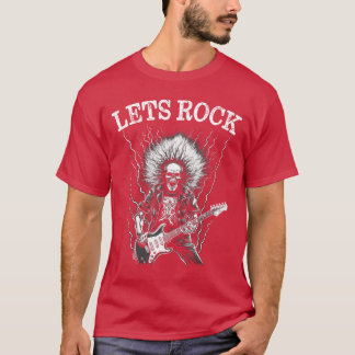 Camiseta Guitarra Pesada De Pedra E Roll Skeleton
