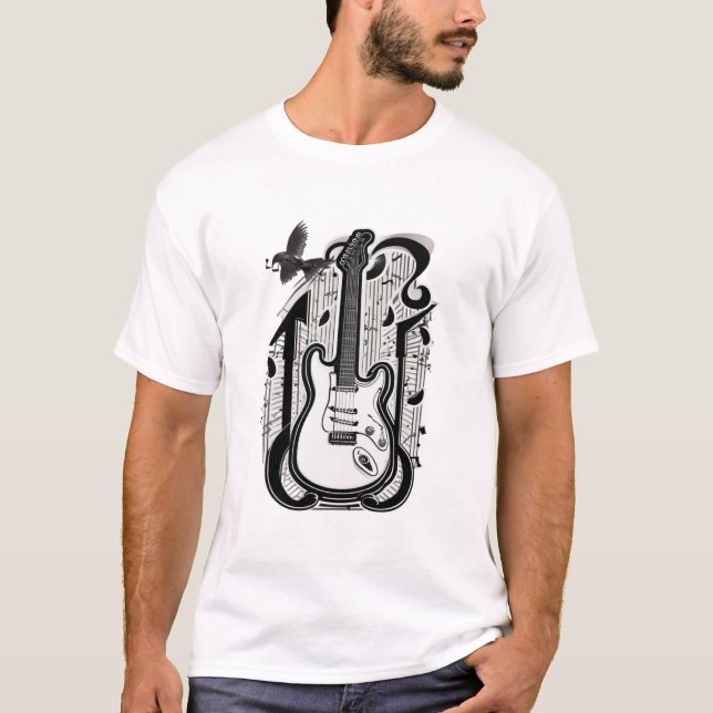 Camiseta Guitarra retrorativa para aqueles que amam música (Frente)