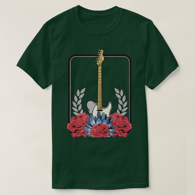 Camiseta Guitarra Rosa Guitarista de Vestuário (Frente do Design)