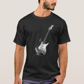 Camiseta Guitarra Stratocaster Preto e Branco Design Artíst