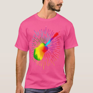 Camiseta Guitarra Tie Dye Design Retro Música Colorido Guit