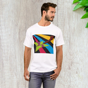 Camiseta Guitarra Vibrante com Listras Geométricas