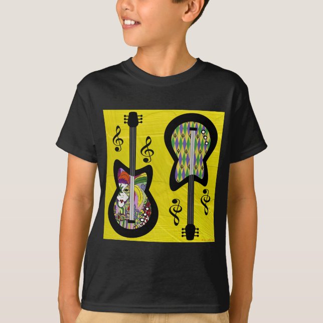 Camiseta Guitarras Coloridas do Mardi Gras (Frente)