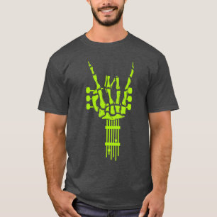 Camiseta Guitarras de Música Rock Ossos Esqueleto Rocker Pu