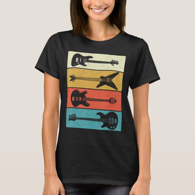 Camiseta Guitarras De Vintage Bass Musical (Frente)