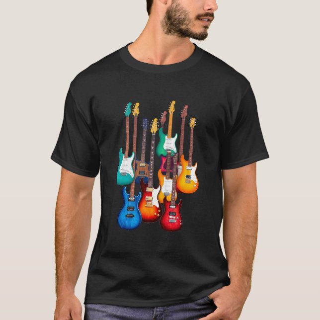 Camiseta Guitarras Elétricas Coloridas (Frente)