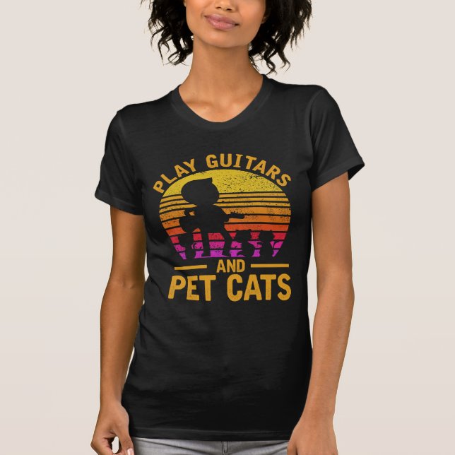 Camiseta Guitarras Jogam Gatos De Pet Músico Cute Kitten Lo (Frente)