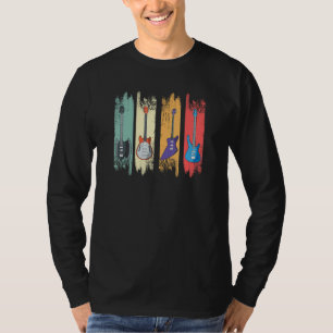Camiseta Guitarras Retro Músico Vintage Baixista Guitarrist