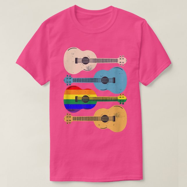 Camiseta Guitarras Retro orgulho gay, Violões LGBTQ (Frente do Design)