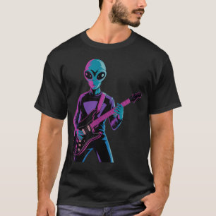 Camiseta Guitarrista Alien Engraçado Gráficos Guitarras Ali
