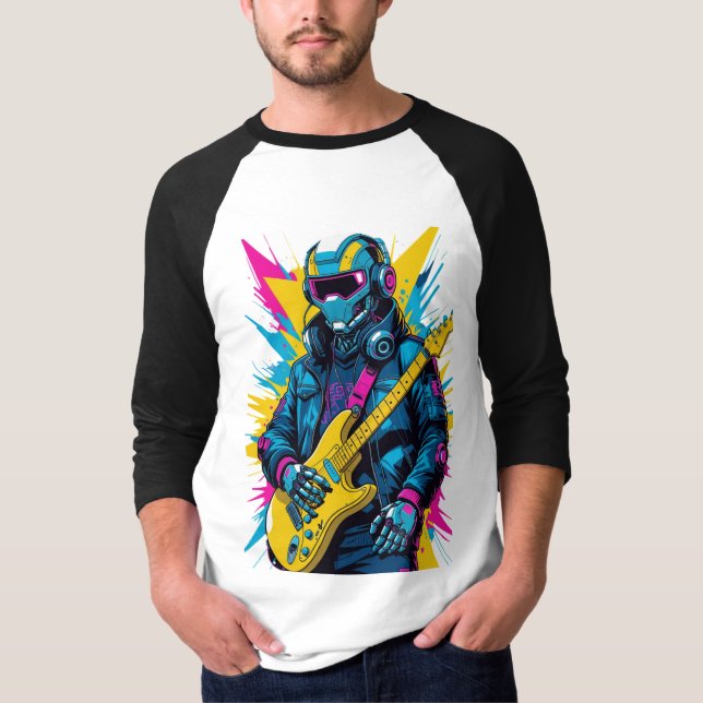 Camiseta guitarrista cyberpunk (Frente)