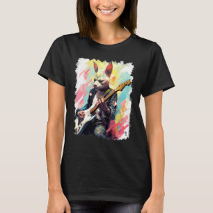 Camiseta Guitarrista de Gato Esfinge de Guitarra de Rock