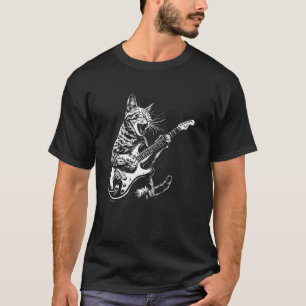 Camiseta Guitarrista de Gato Guitarra - Pai Mãe Ocicat