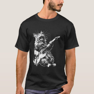 Camiseta Guitarrista de Gato - Pai Mãe da Floresta Siberian