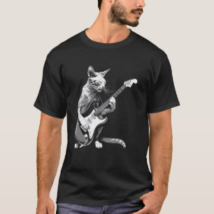 Camiseta Guitarrista de Gato - Pai Mãe de Pelo Curto Orient