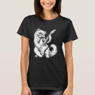 Camiseta Guitarrista de Gato - Pai Mãe Persa