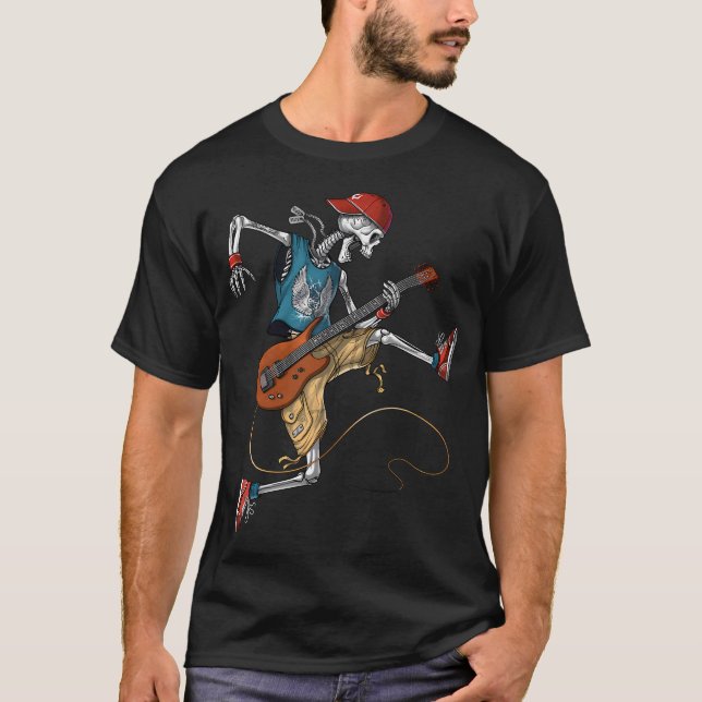 Camiseta Guitarrista de Metal Esqueleto (Frente)