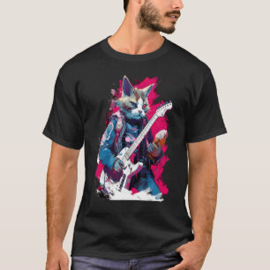Camiseta Guitarrista de Rock Gato Snowshoe