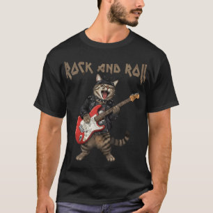 Camiseta Guitarrista de Rock Vintage Gato Rock And Roll Gui