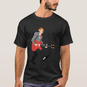Camiseta Guitarrista de Rock'n'roll PixelArt Tocando Guitar