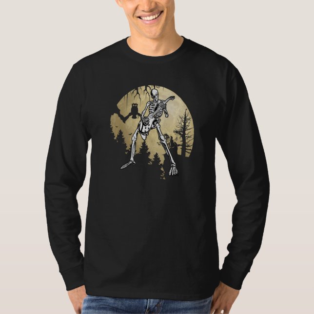 Camiseta Guitarrista Engraçado Skeleton Tocando guitarra Ha (Frente)