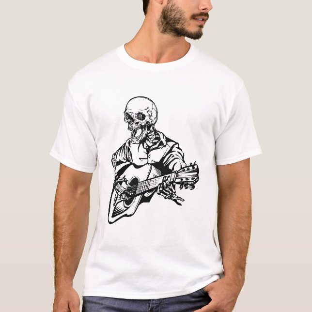 Camiseta Guitarrista Esqueleto Rocker (Frente)