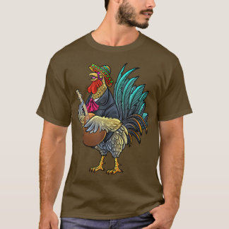 Camiseta Guitarrista Giant Chicken Gallo Jogando Engraçado